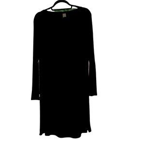 Go Couture Long Sleeve Mini Dress High Low A-Line Black Size Medium Boat Neck